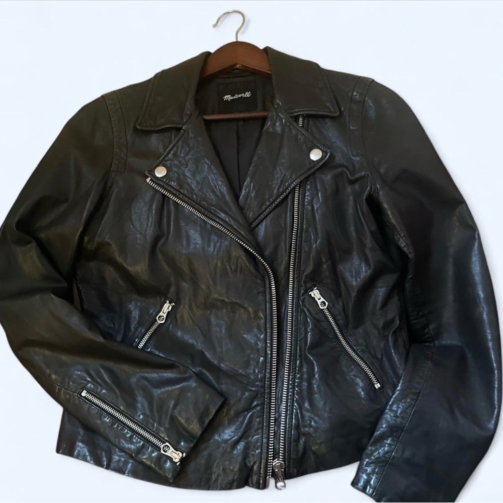 Madewell Black Leather Biker Jacket Buttersoft Leather M